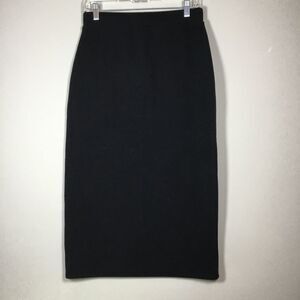 Black ribbed knit tube pencil stretchy skirt classic minimalist waist 27” size M